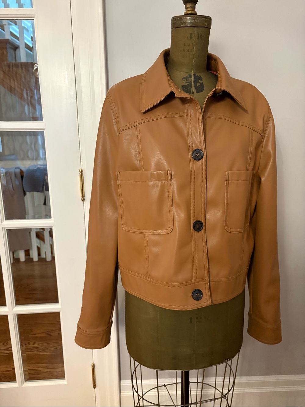 Anthropologie Classic Women's Faux Leather Jacket in Tan